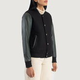 Orsos Green Leather Varsity Jacket